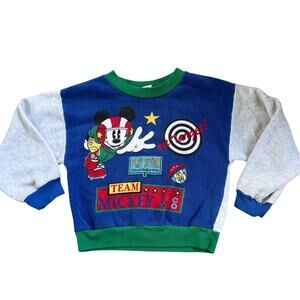 Vtg 1990s Mickey & Co Team Mickey Football Colorblock Sweatshirt 5/6